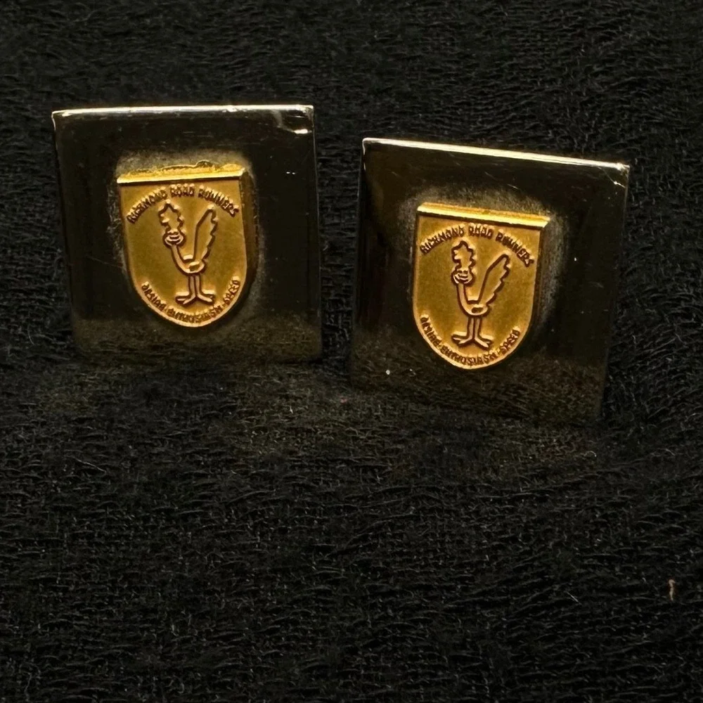 Vintage Balfour Richmond Road Runners Cufflinks Gold Tone Road Runner